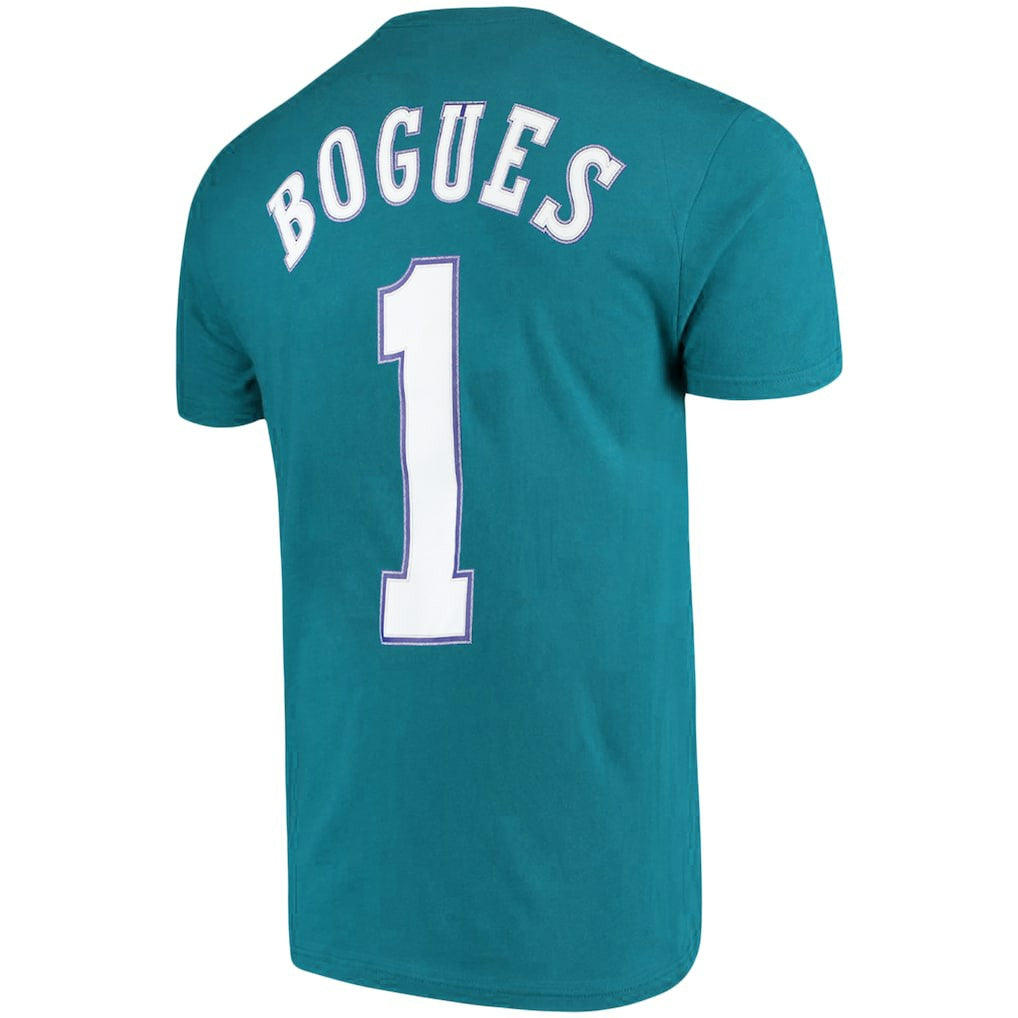 Muggsy Bogues Charlotte Hornets Hardwood Classics Name & Number Player T-Shirt Teal | Mitchell & Ness