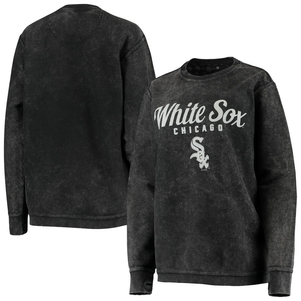 Chicago White Sox G-III 4Her by Carl Banks Women's Comfy Cord Pullover Sweatshirt - Black - MLB Lifestyle