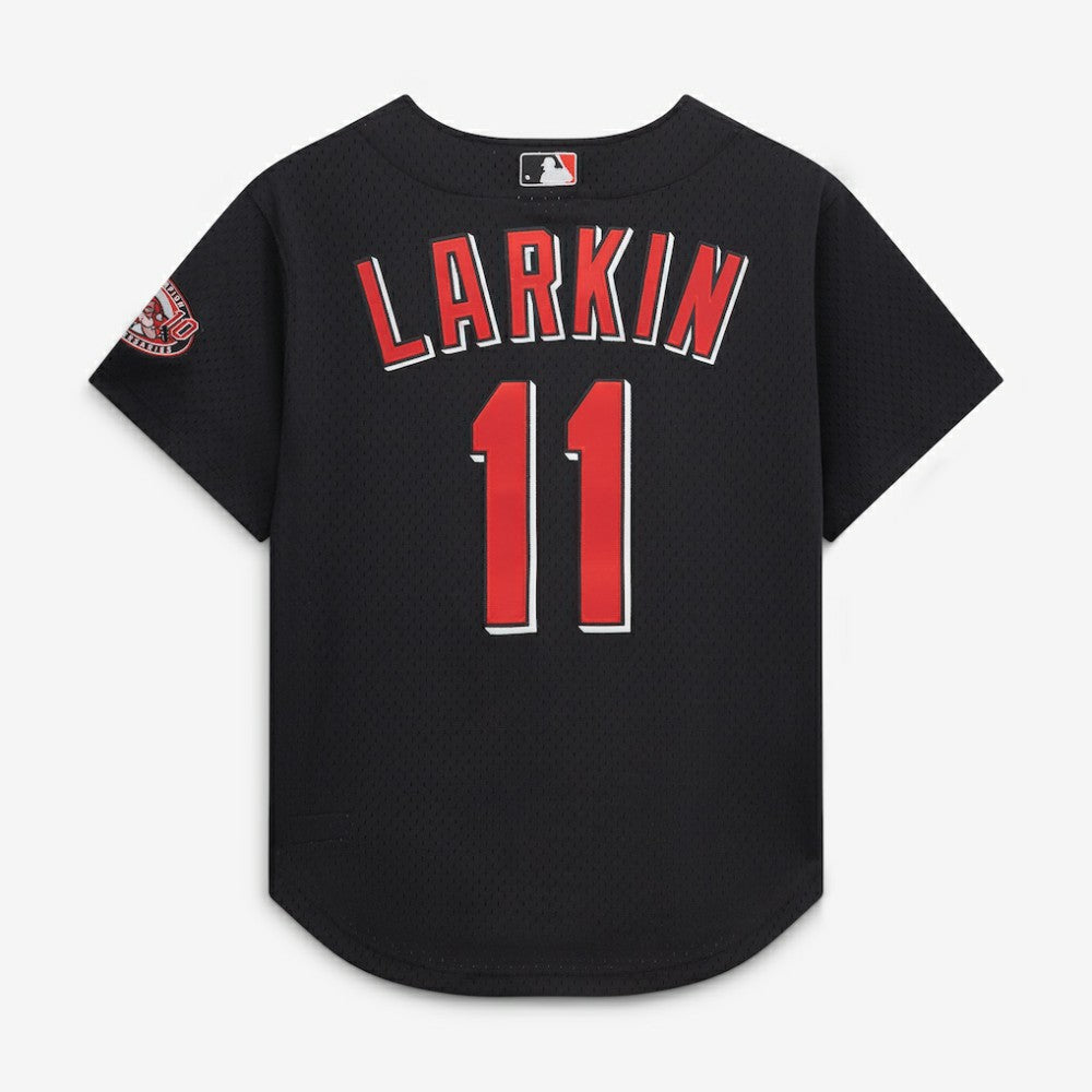 Barry Larkin Cincinnati Reds Mitchell & Ness Cooperstown Collection Mesh Batting Practice Button-Up Jersey - Black - Mitchell & Ness Sale