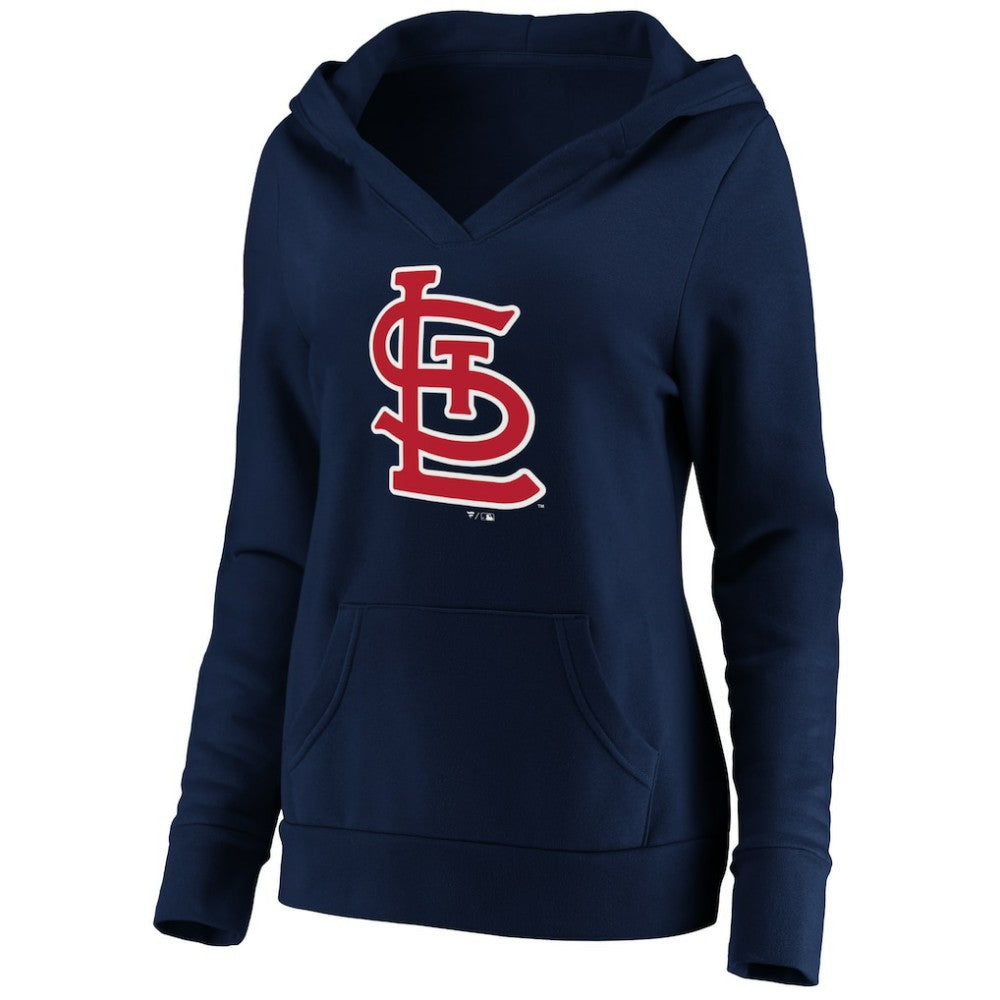 St. Louis Cardinals Fanatics Women's Official Logo Crossover V-Neck Pullover Hoodie - Navy - Fanatics on Sale