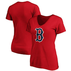 Boston Red Sox Fanatics Women's Core Official Logo V-Neck T-Shirt - Red - Fanatics Discount