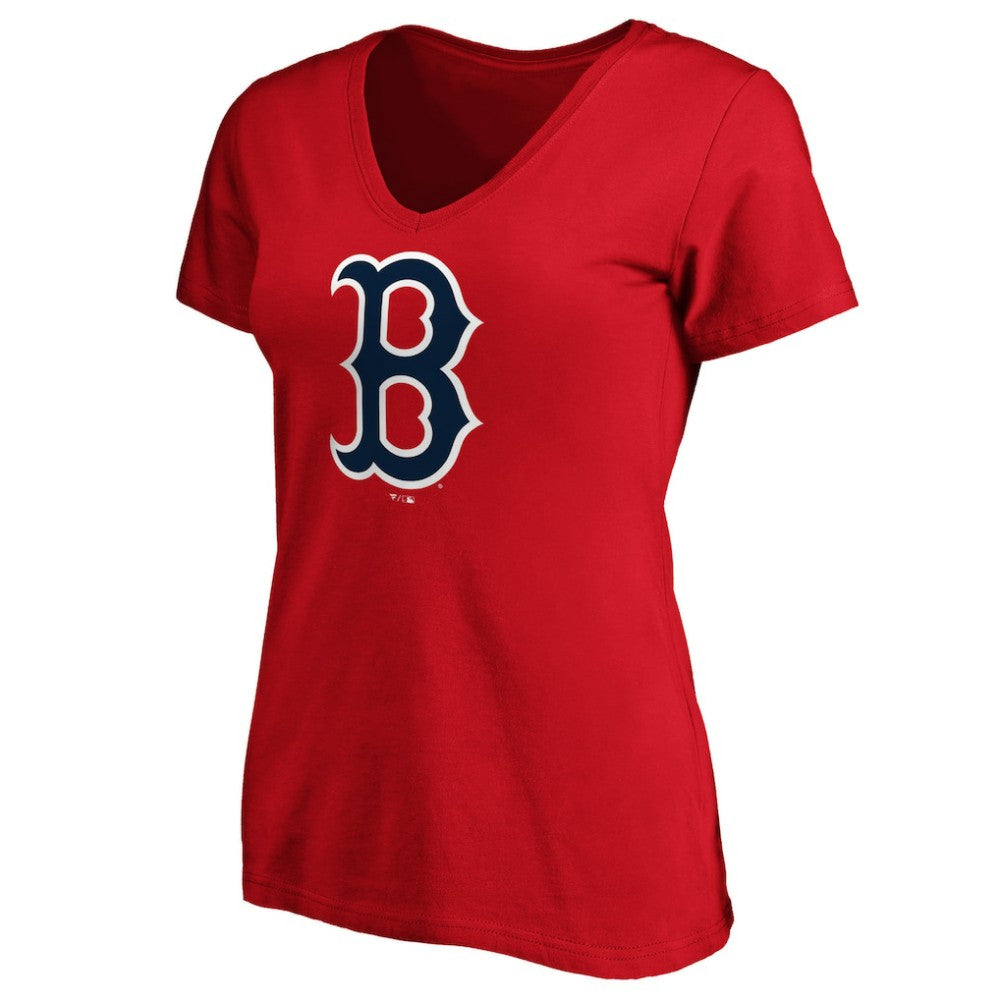 Boston Red Sox Fanatics Women's Core Official Logo V-Neck T-Shirt - Red - Fanatics Discount