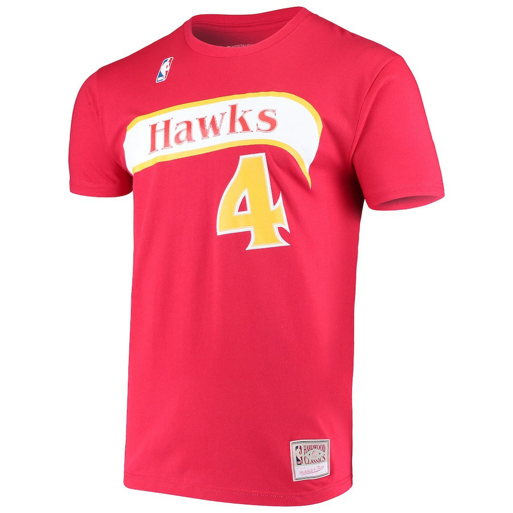 Spud Webb Atlanta Hawks Hardwood Classics Name & Number T-Shirt Red | Mitchell & Ness for sale