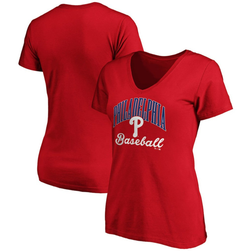 Philadelphia Phillies Fanatics Women's Victory Script V-Neck T-Shirt - Red - Fanatics Online