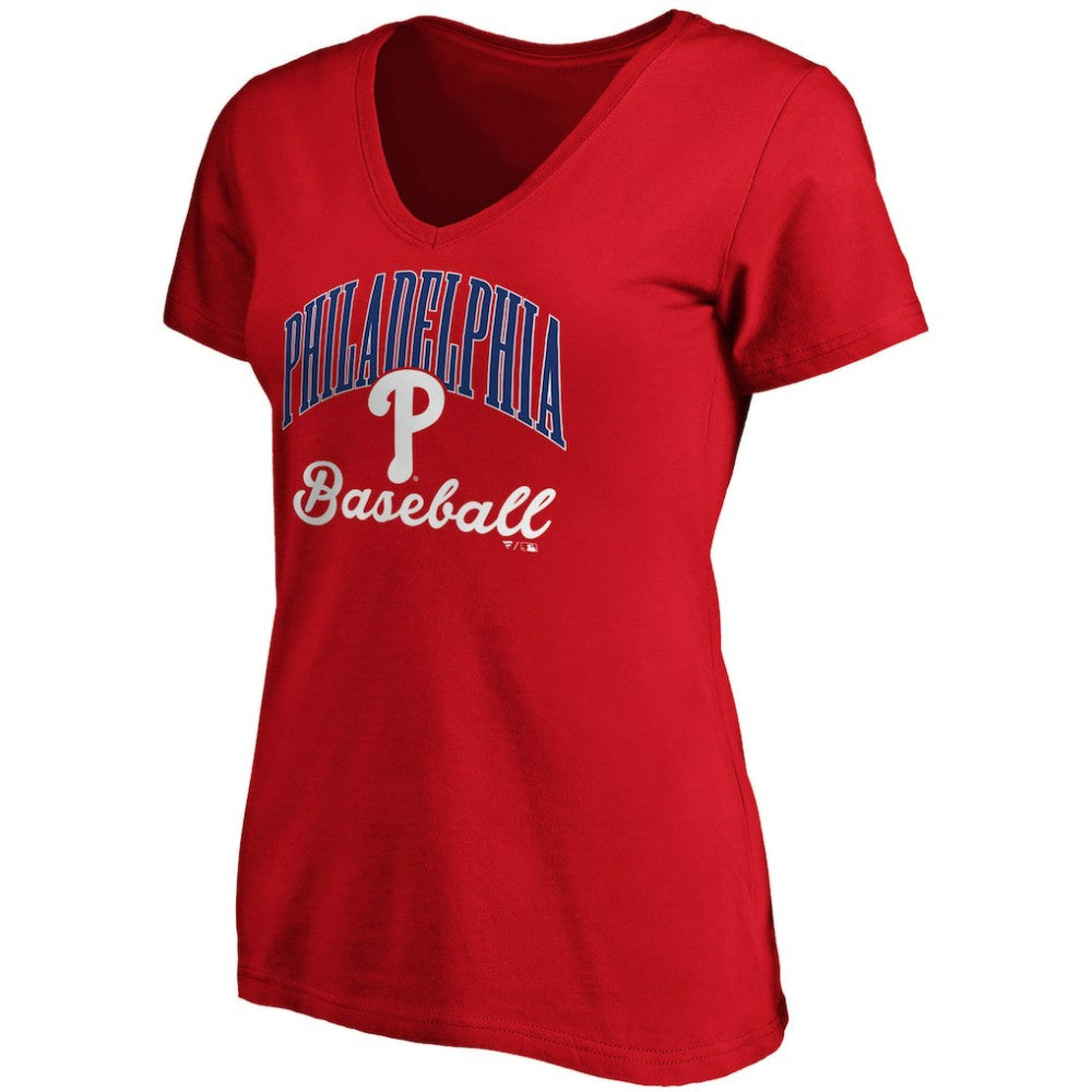 Philadelphia Phillies Fanatics Women's Victory Script V-Neck T-Shirt - Red - Fanatics Online