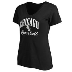 Chicago White Sox Fanatics Women's Victory Script V-Neck T-Shirt - Black - Fanatics Lifestyle