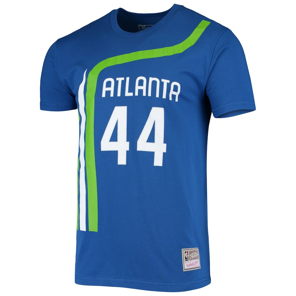 Pete Maravich Atlanta Hawks Hardwood Classics Stitch Name & Number T-Shirt Blue | Mitchell & Ness discount