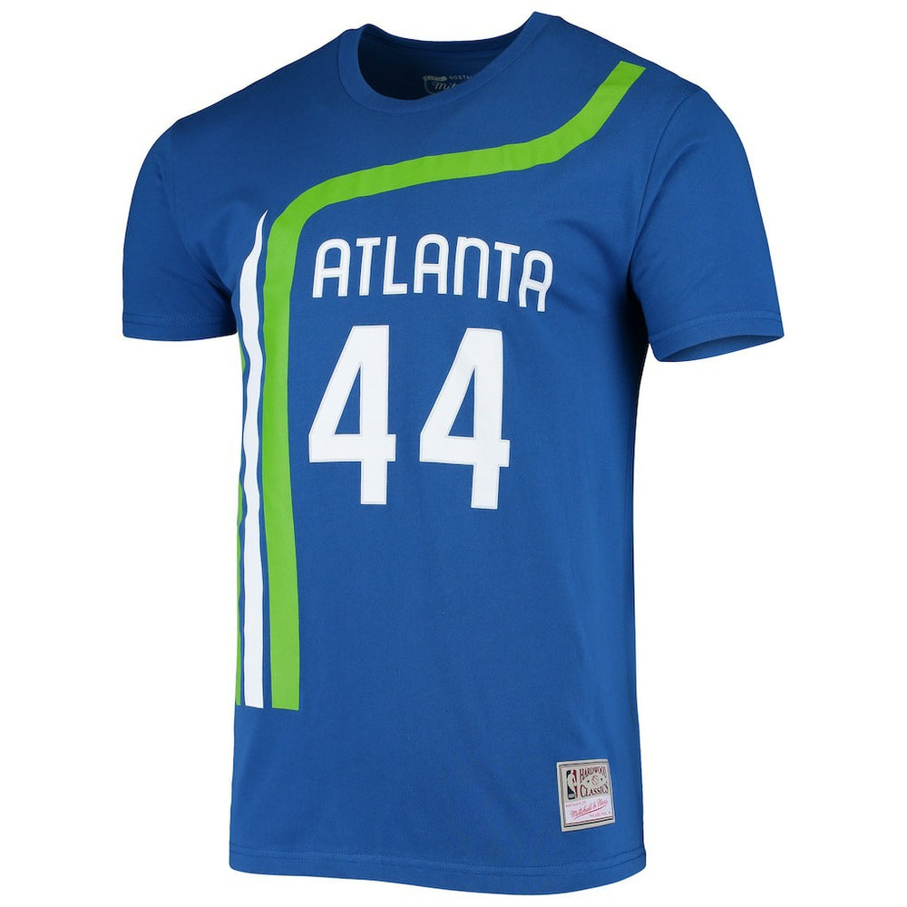 Pete Maravich Atlanta Hawks Hardwood Classics Stitch Name & Number T-Shirt Blue | Mitchell & Ness discount