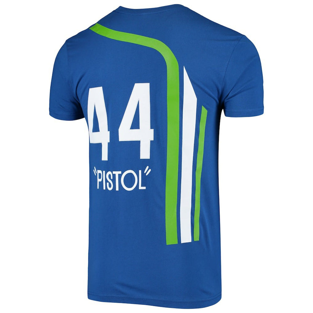Pete Maravich Atlanta Hawks Hardwood Classics Stitch Name & Number T-Shirt Blue | Mitchell & Ness discount