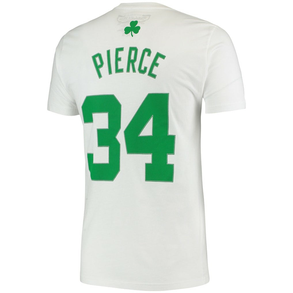 Paul Pierce Boston Celtics Hardwood Classics Stitch Name & Number T-Shirt White | Mitchell & Ness discount