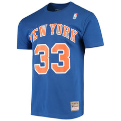 Patrick Ewing New York Knicks Hardwood Classics Stitch Name & Number T-Shirt Blue | Mitchell & Ness outlet