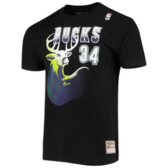 Ray Allen Milwaukee Bucks Hardwood Classics Stitch Name & Number T-Shirt Black | Mitchell & Ness for sale