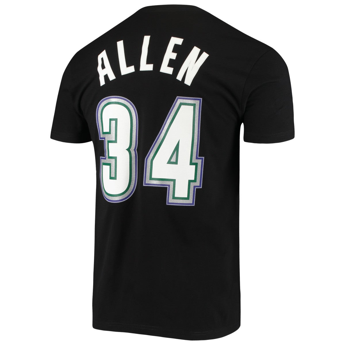 Ray Allen Milwaukee Bucks Hardwood Classics Stitch Name & Number T-Shirt Black | Mitchell & Ness for sale