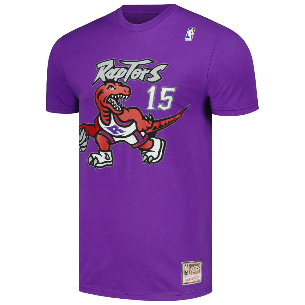 Vince Carter Toronto Raptors Hardwood Classics Stitch Name & Number T-Shirt Purple | Mitchell & Ness US