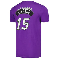 Vince Carter Toronto Raptors Hardwood Classics Stitch Name & Number T-Shirt Purple | Mitchell & Ness US
