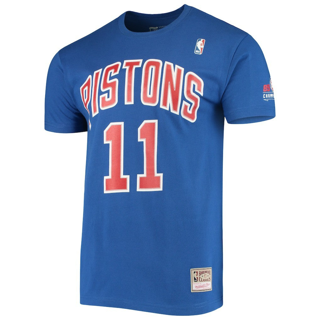 Isiah Thomas Detroit Pistons Hardwood Classics Stitch Name & Number T-Shirt for sale Blue | Mitchell & Ness discount