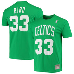 Larry Bird Boston Celtics Hardwood Classics Stitch Name & Number T-Shirt Kelly Green | Mitchell & Ness online