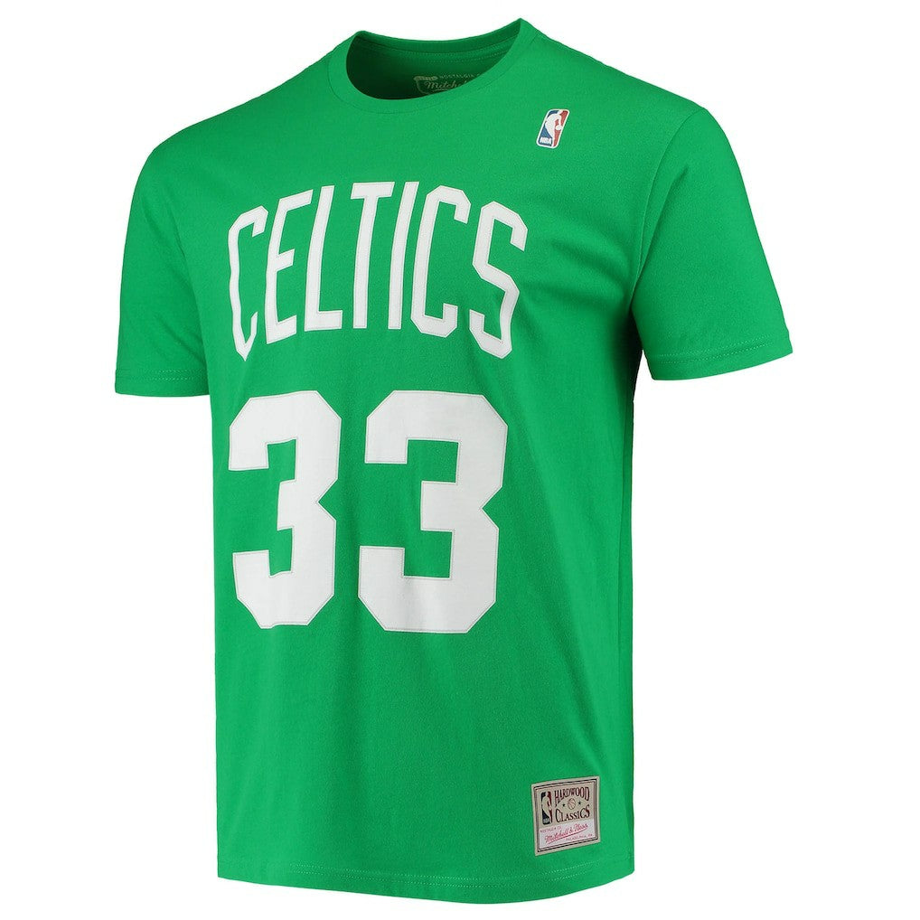 Larry Bird Boston Celtics Hardwood Classics Stitch Name & Number T-Shirt Kelly Green | Mitchell & Ness online