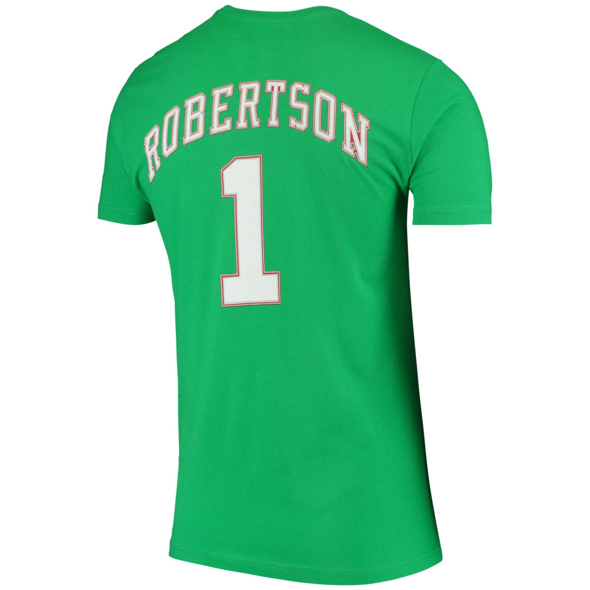 Oscar Robertson Milwaukee Bucks Hardwood Classics Stitch Name & Number T-Shirt Green | Mitchell & Ness