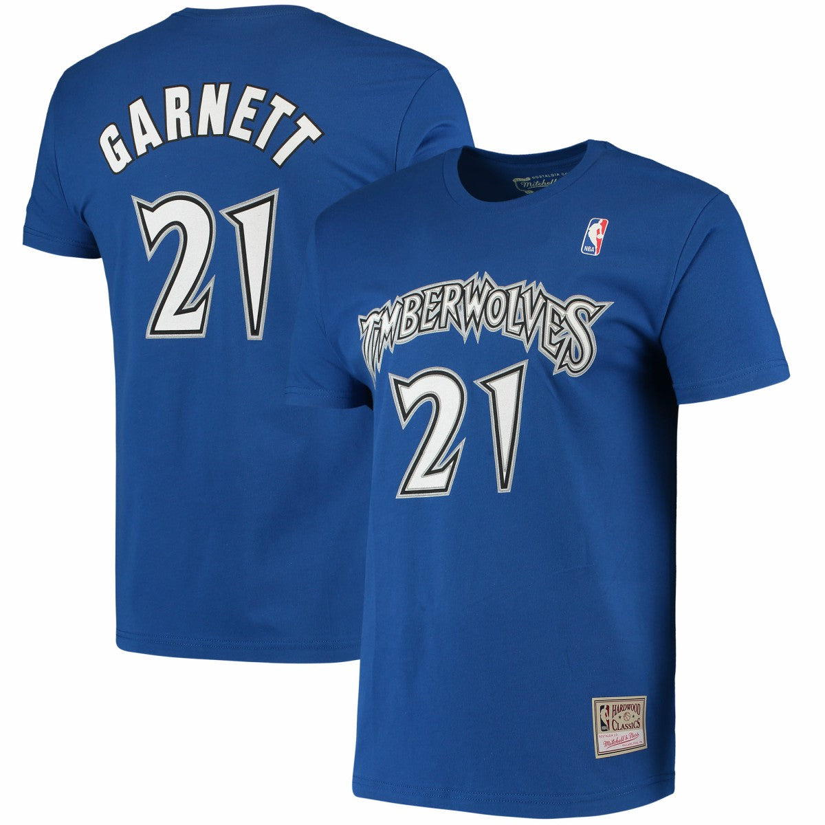 Kevin Garnett Minnesota Timberwolves Hardwood Classics Stitch Name & Number T-Shirt Blue | Mitchell & Ness Near Me