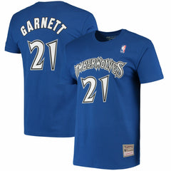 Kevin Garnett Minnesota Timberwolves Hardwood Classics Stitch Name & Number T-Shirt Blue | Mitchell & Ness Near Me