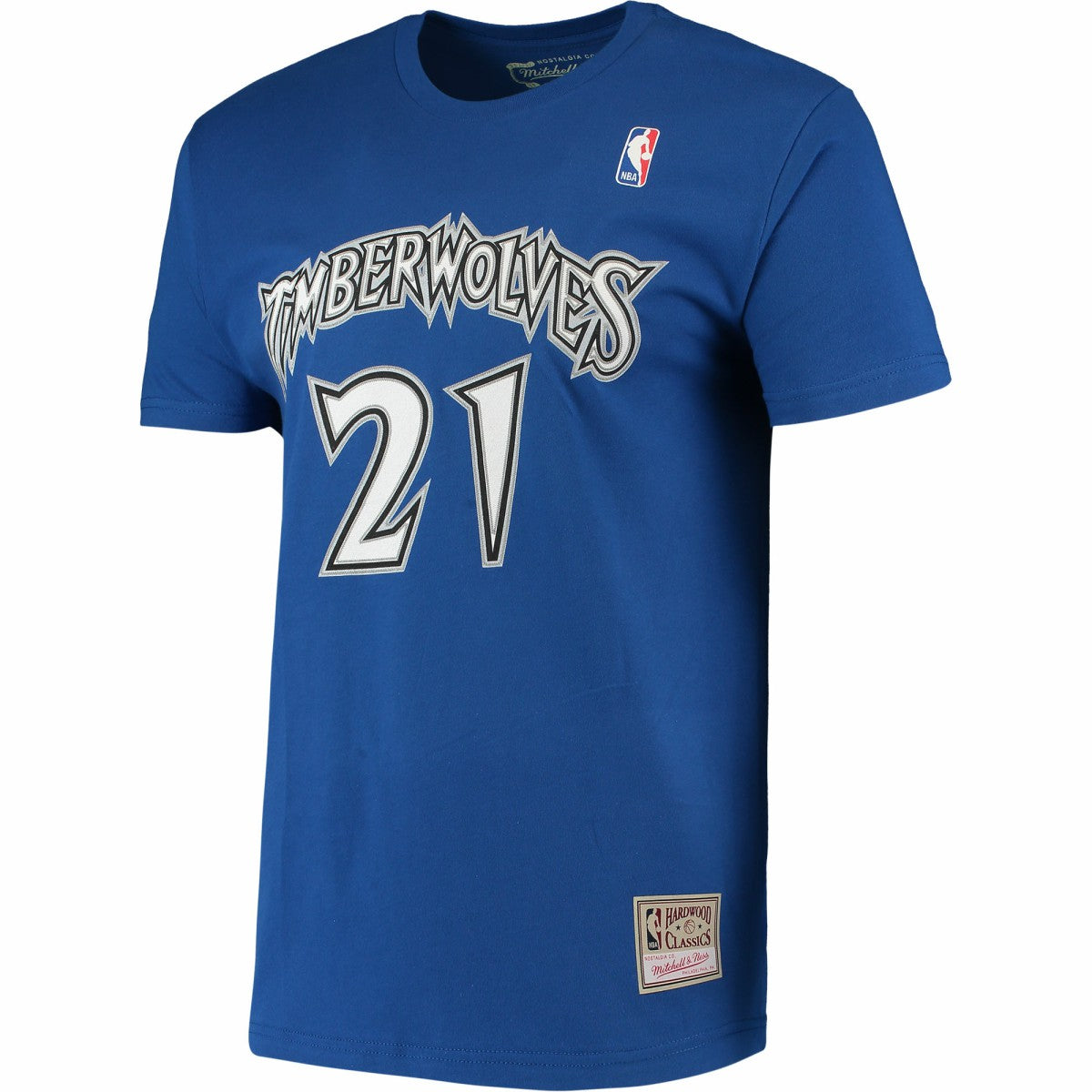 Kevin Garnett Minnesota Timberwolves Hardwood Classics Stitch Name & Number T-Shirt Blue | Mitchell & Ness Near Me
