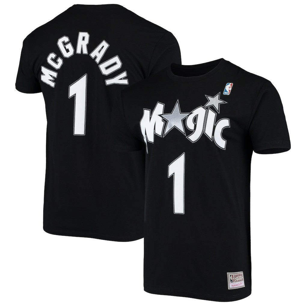 Tracy McGrady Orlando Magic Hardwood Classics Stitch Name & Number T-Shirt Black | Mitchell & Ness outlet