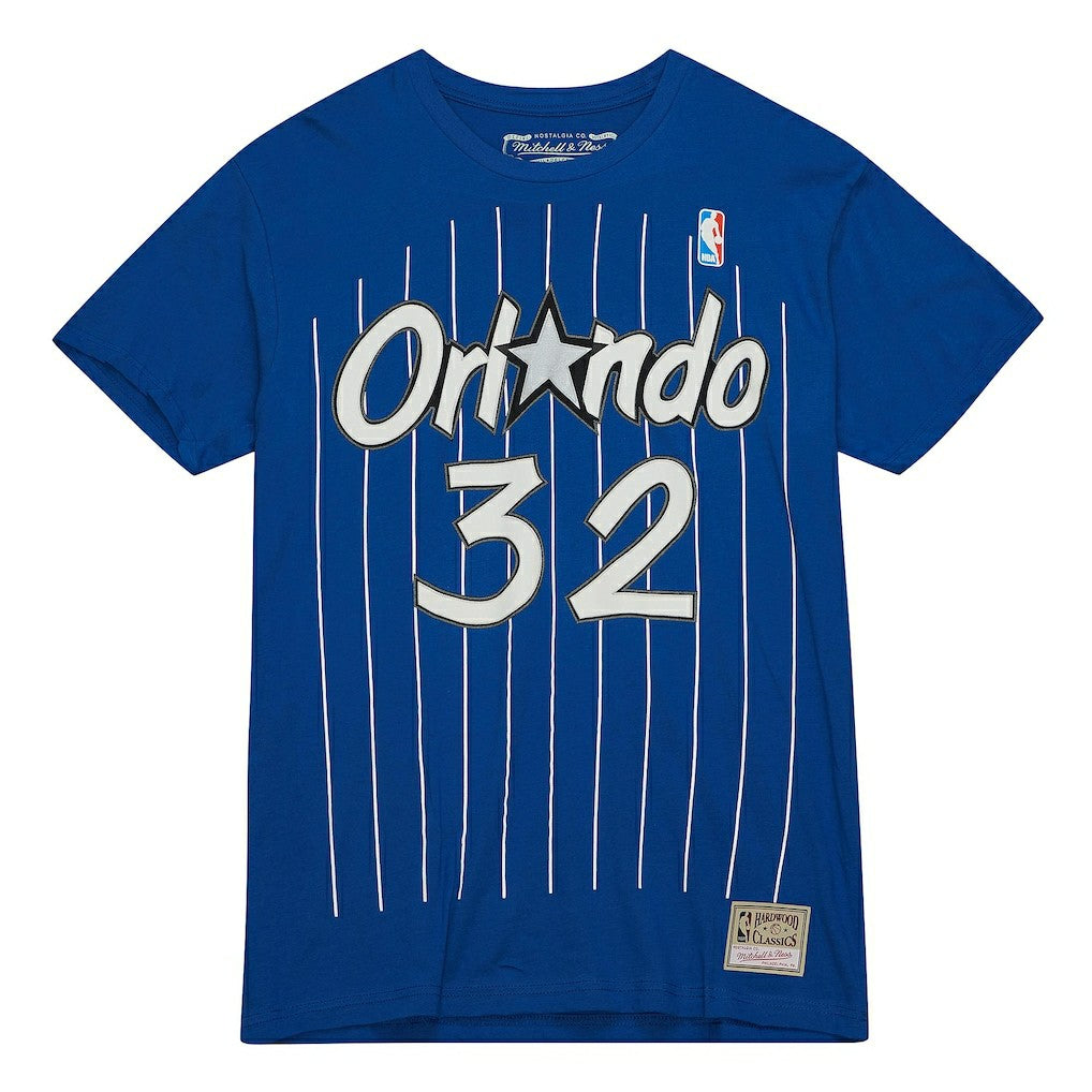 Shaquille O'Neal Orlando Magic Hardwood Classics Stitch Name & Number T-Shirt Blue | Mitchell & Ness Near Me