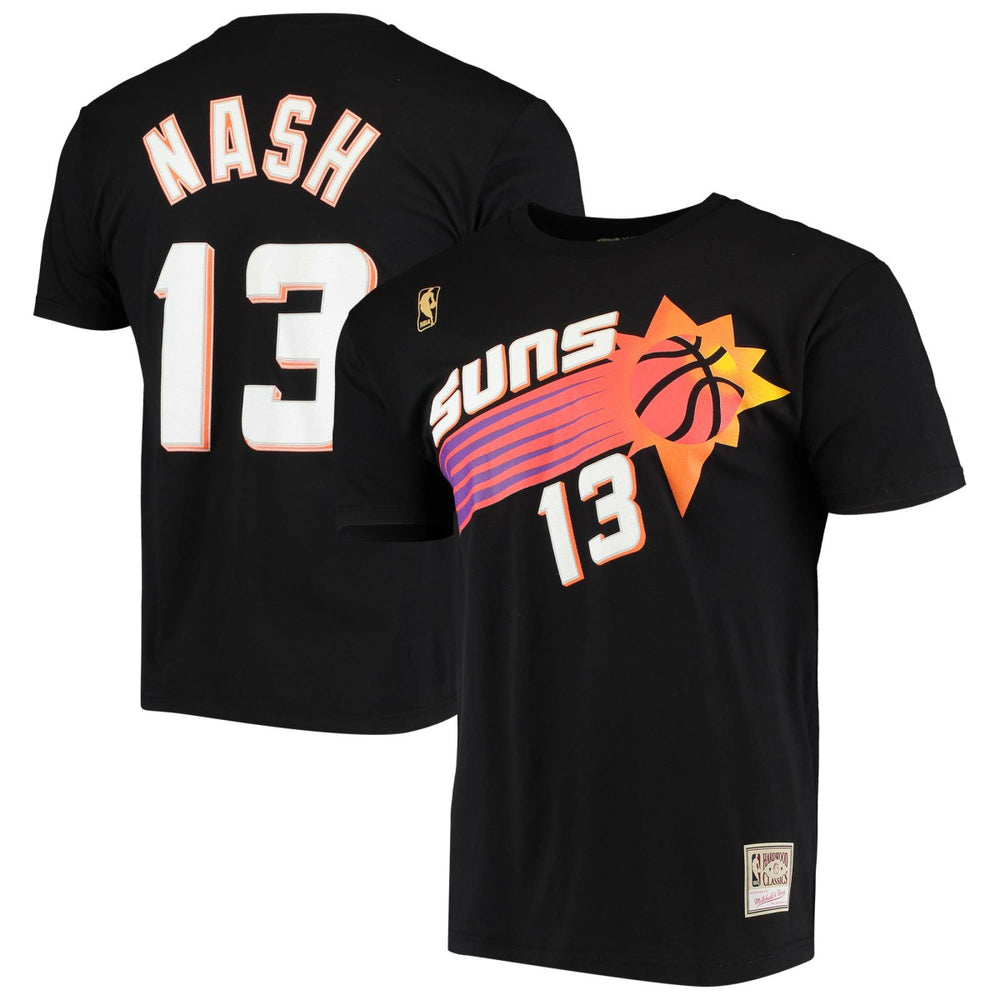 Steve Nash Phoenix Suns Hardwood Classics Stitch Name & Number T-Shirt Black | Mitchell & Ness Lifestyle