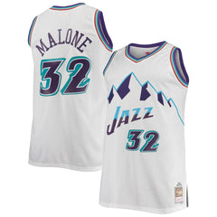 Karl Malone Utah Jazz 1996/97 Big & Tall Hardwood Classics Swingman Jersey White | Mitchell & Ness US