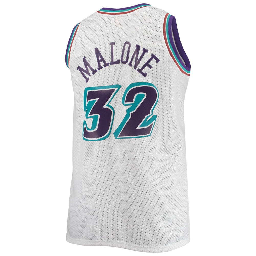 Karl Malone Utah Jazz 1996/97 Big & Tall Hardwood Classics Swingman Jersey White | Mitchell & Ness US