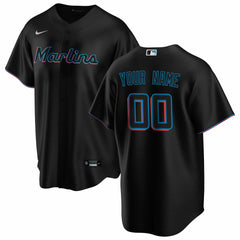 Miami Marlins Nike Alternate Replica Custom Jersey - Black - Nike Discount