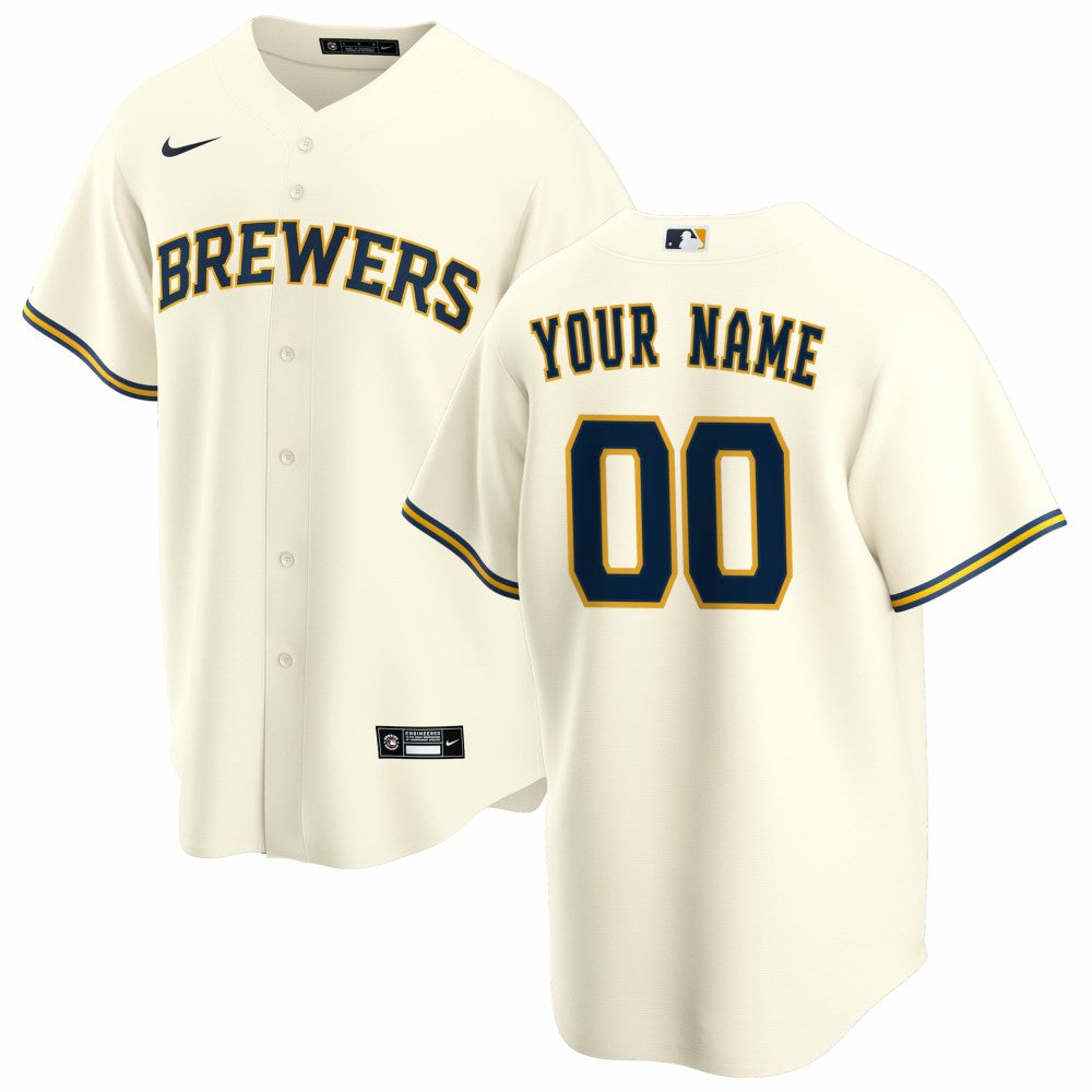 Milwaukee Brewers Nike Home Replica Custom Jersey - Cream - Nike Sale