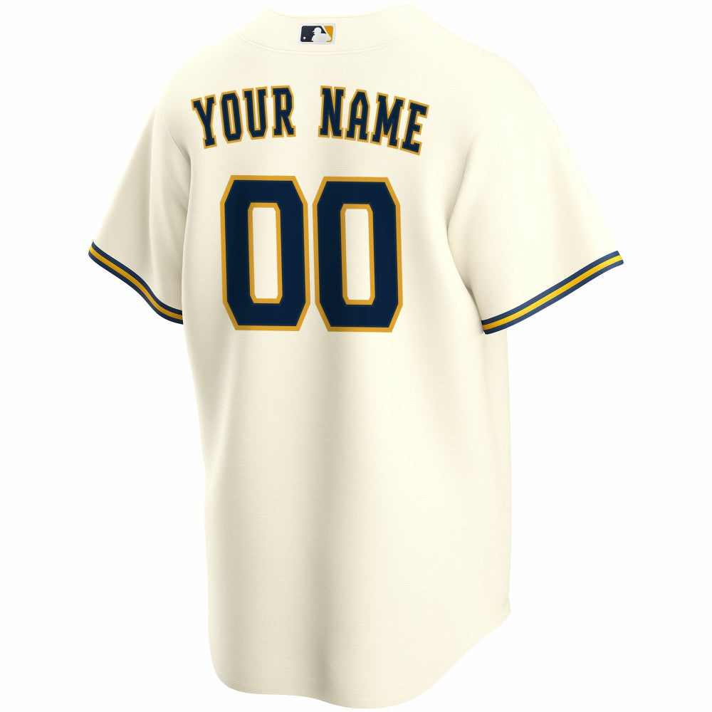 Milwaukee Brewers Nike Home Replica Custom Jersey - Cream - Nike Sale