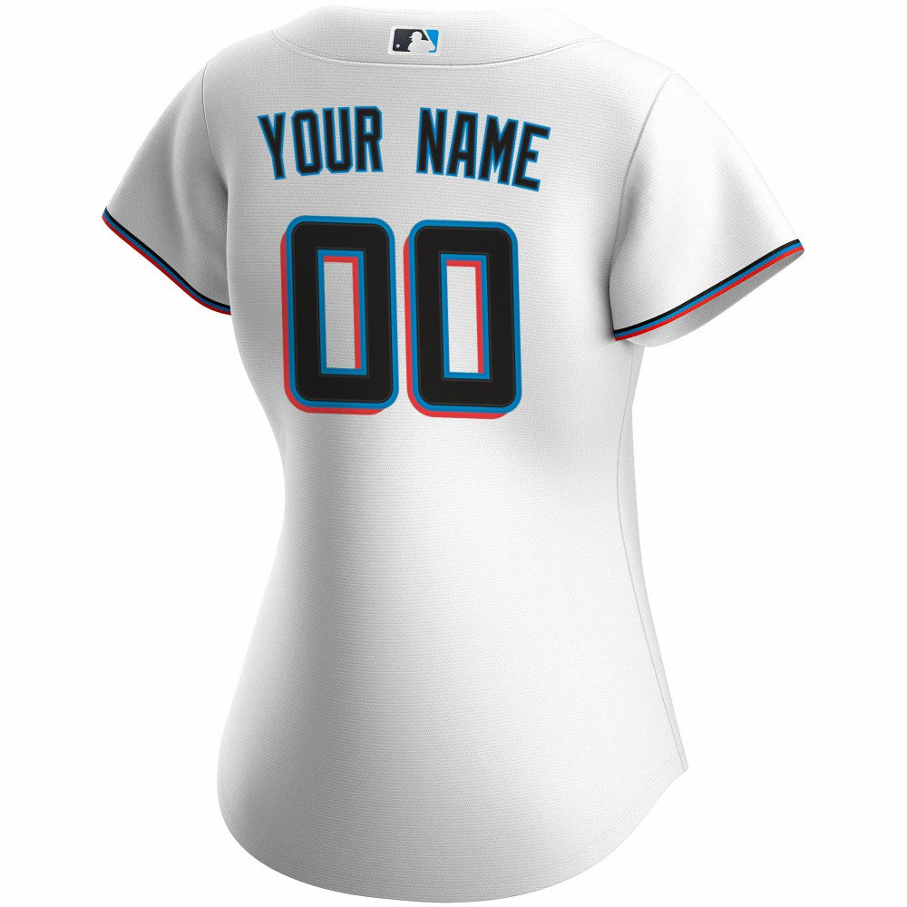 Miami Marlins Nike Women's Home Replica Custom Jersey - White - Nike Lifestyle