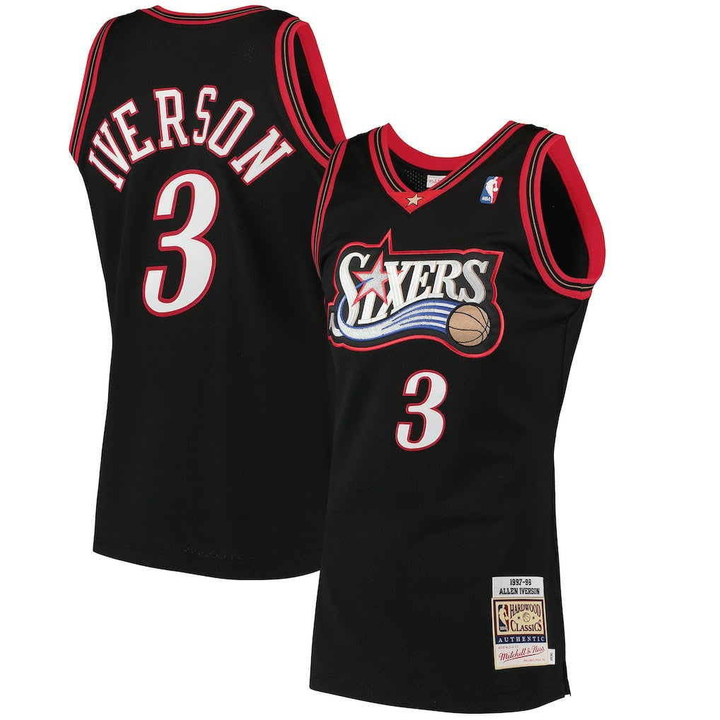Allen Iverson Philadelphia 76ers 1997/98 Hardwood Classics Authentic Jersey Black | Mitchell & Ness discount