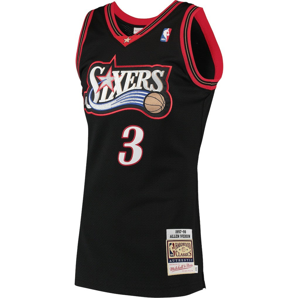 Allen Iverson Philadelphia 76ers 1997/98 Hardwood Classics Authentic Jersey Black | Mitchell & Ness discount