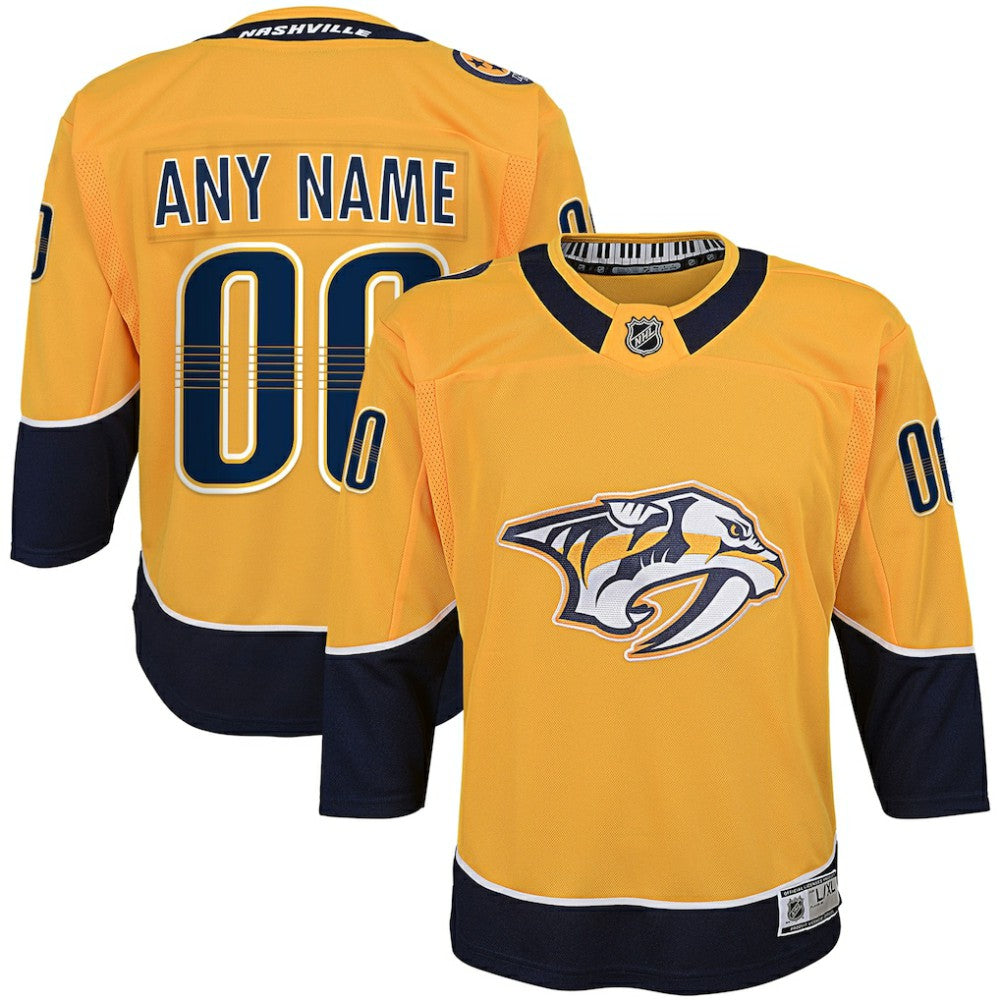 Nashville Predators Youth Home Premier Custom Jersey - Yellow - NHL 3820536