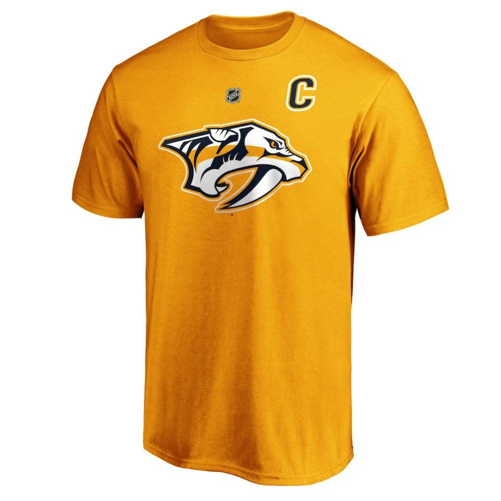 Roman Josi Nashville Predators Fanatics Authentic Stack Player Name & Number T-Shirt - Gold - NHL 3822540
