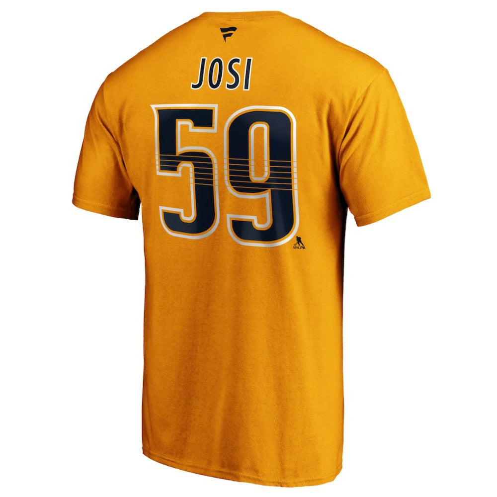 Roman Josi Nashville Predators Fanatics Authentic Stack Player Name & Number T-Shirt - Gold - NHL 3822540