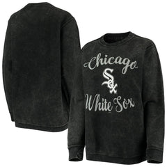 Chicago White Sox G-III 4Her by Carl Banks Women's Script Comfy Cord Pullover Sweatshirt - Black - MLB Sale