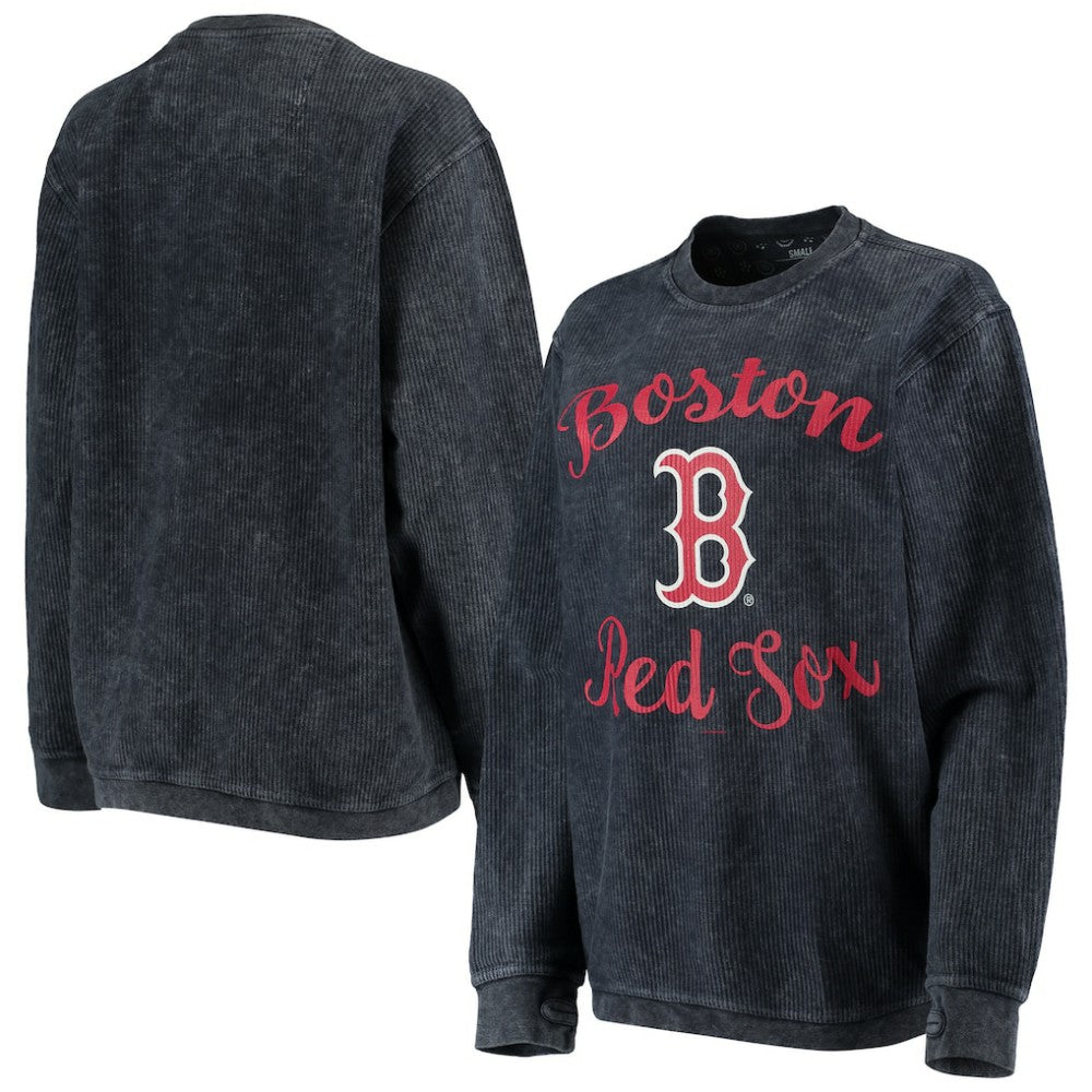 Boston Red Sox G-III 4Her by Carl Banks Women's Script Comfy Cord Pullover Sweatshirt - Navy - MLB Sale