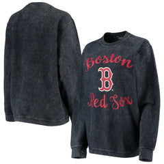 Boston Red Sox G-III 4Her by Carl Banks Women's Script Comfy Cord Pullover Sweatshirt - Navy - MLB Sale