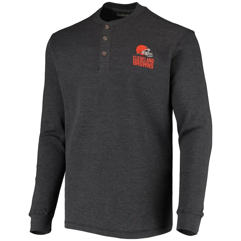 Cleveland Browns Dunbrooke Logo Maverick Thermal Henley Long Sleeve T-Shirt Charcoal