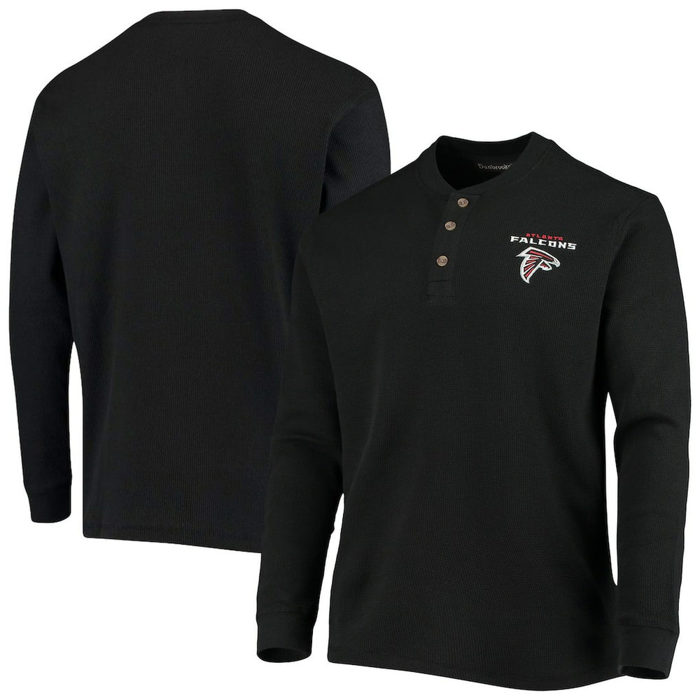 Atlanta Falcons Dunbrooke Logo Maverick Thermal Henley Long Sleeve T-Shirt Black