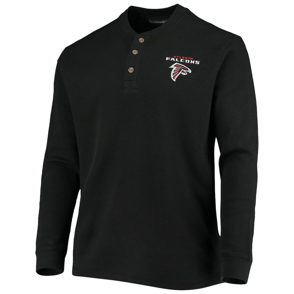 Atlanta Falcons Dunbrooke Logo Maverick Thermal Henley Long Sleeve T-Shirt Black