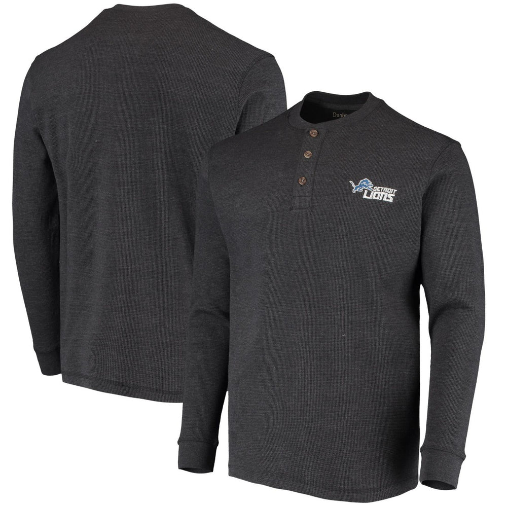 Detroit Lions Dunbrooke Logo Maverick Thermal Henley Long Sleeve T-Shirt Charcoal
