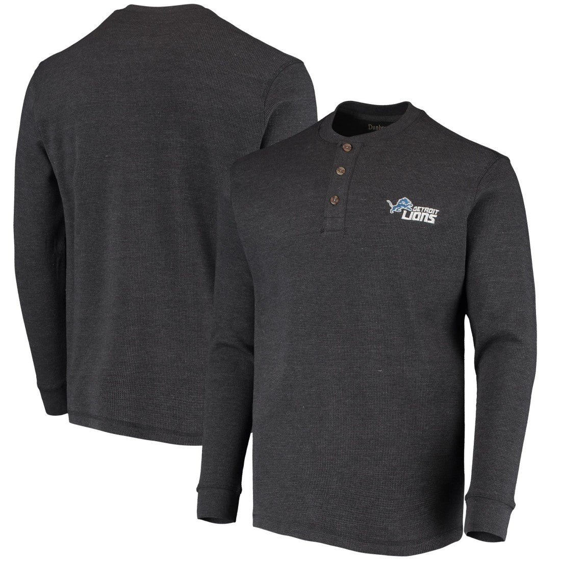 Detroit Lions Dunbrooke Logo Maverick Thermal Henley Long Sleeve T-Shirt Charcoal