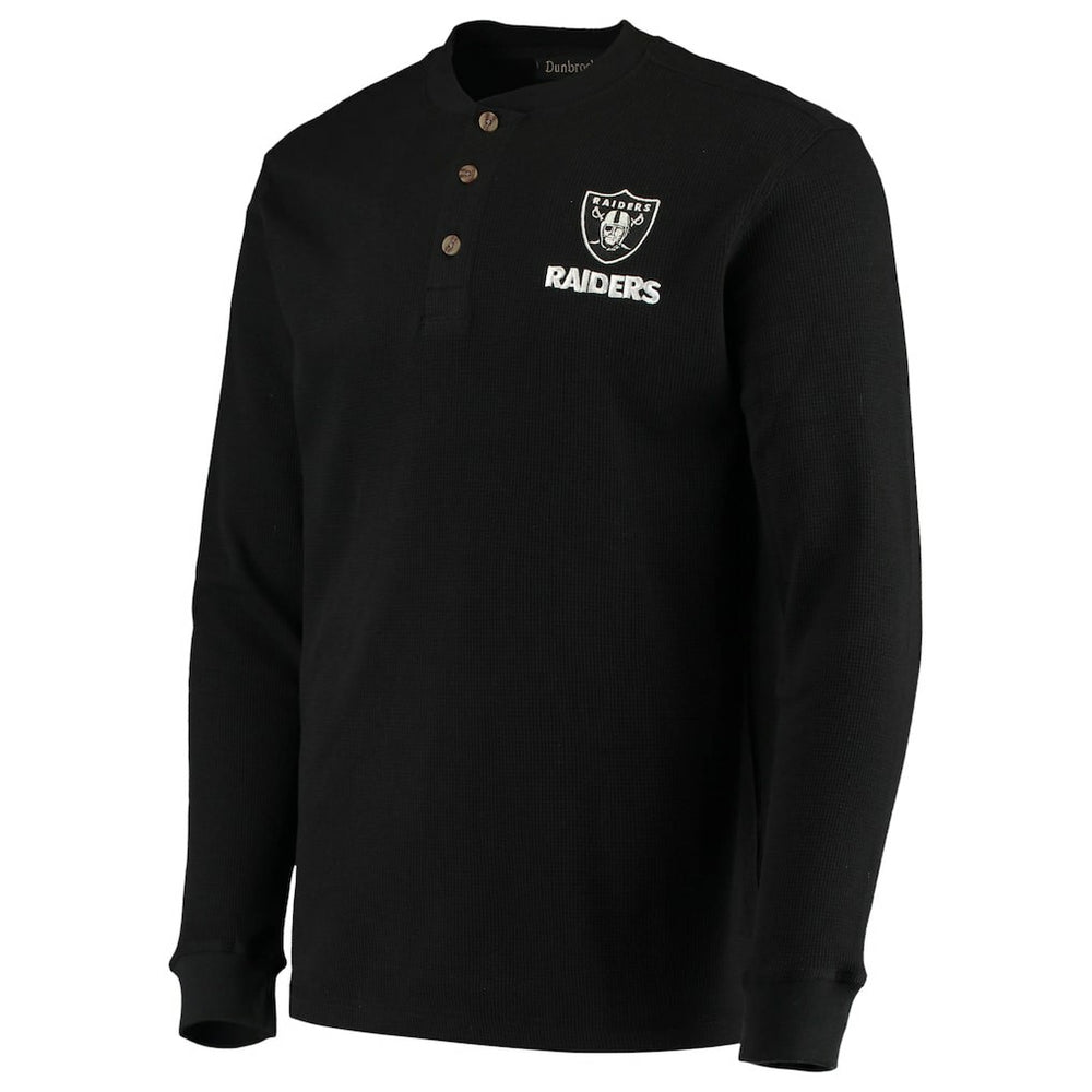 Las Vegas Raiders Dunbrooke Logo Maverick Thermal Henley Long Sleeve T-Shirt Black