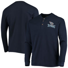 Tennessee Titans Dunbrooke Logo Maverick Thermal Henley Long Sleeve T-Shirt Navy